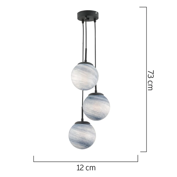 Apliqa EFSER 3LÜ YUVARLAK Modern Oturma Odası Salon Sarkıt Avize - Resim 5