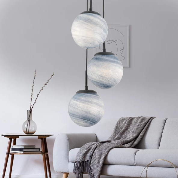 Apliqa EFSER 3LÜ YUVARLAK Modern Oturma Odası Salon Sarkıt Avize ürün görseli