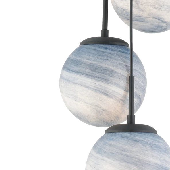 Apliqa EFSER 3LÜ YUVARLAK Modern Oturma Odası Salon Sarkıt Avize - Resim 4