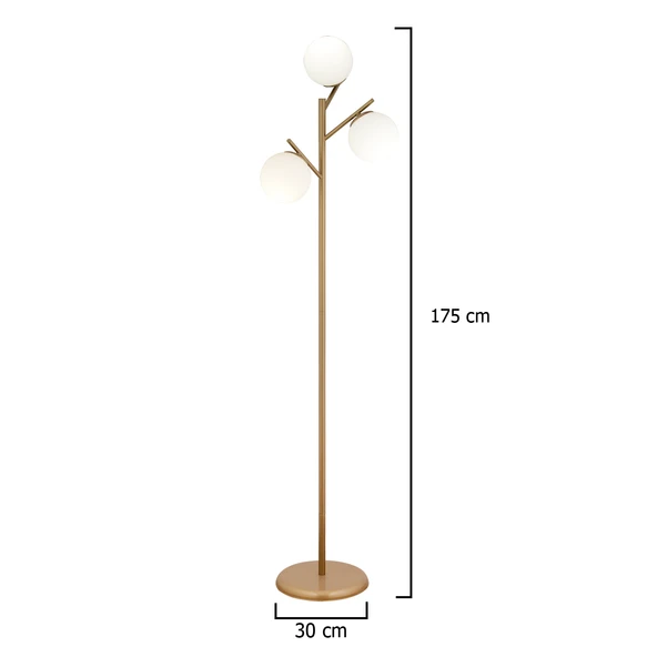 Renji 3Lü Eskitme Boyalı Beyaz Camlı Modern Tasarım Metal Lambader - Resim 5