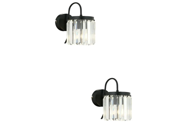 Rachel Siyah 2'li Aplik Seti Taşlı Yatak Odası-Yatak Başı Duvar Lambası ürün görseli 1