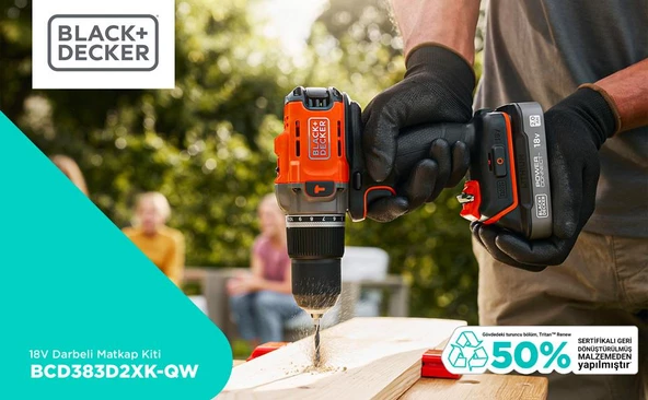 Black & Decker BCD383D2XK-QW 18V 2Ah POWERCONNECT™ Çift Bataryalı Darbeli Matkap