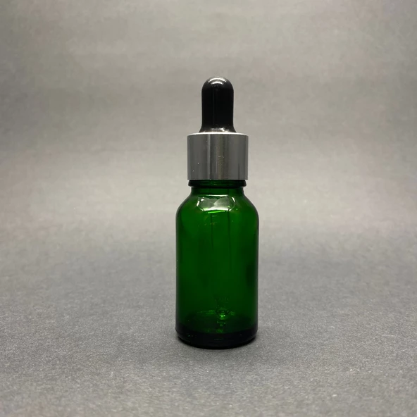 15Ml Yeşil Cam Damlalıklı Şişe , Gümüş Metal Kapak , 15 Cc Yeşil Cam Damlalıklı Şişe x 6 Adet - Resim 2