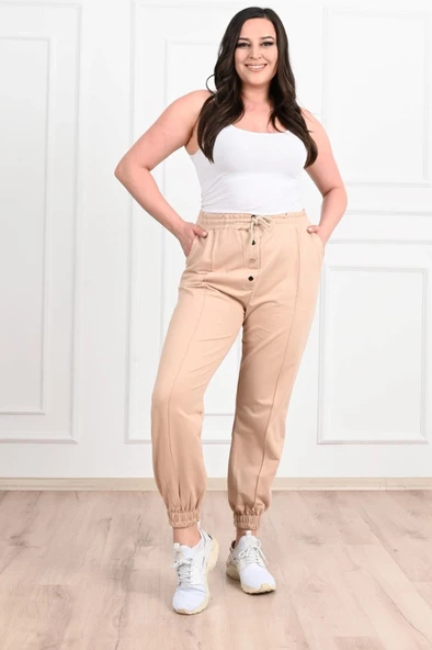 Kadın Düğmeli Büyük Beden Eşofman Altı 6055-22 - 9