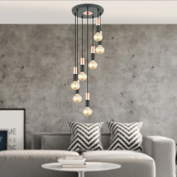 Miranda 7Li Sarkıt Bakır Sarkıt Modern Genç Odası Mutfak Salon Sarkıt Avize - Resim 2