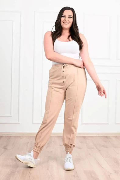 Kadın Düğmeli Büyük Beden Eşofman Altı 6055-22 - 11