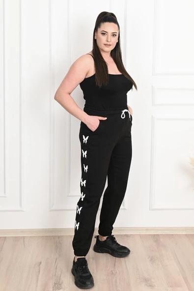 Kadın Dijital Baskılı Büyük Beden Jogger Pantolon 6060-22 - 4