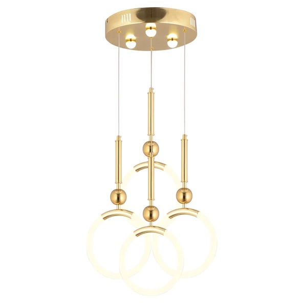 Struer 4'lü Yuvarlak Gold Ledli 89 Watt Modern Koridor, Yatak Odası Salon Sarkıt Led Avize - Resim 2