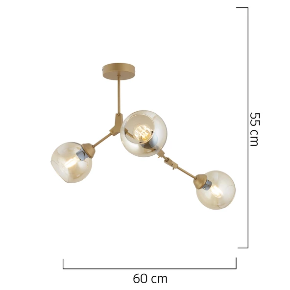 Apliqa BÜRKE 3LÜ AVİZE ESKİTME Modern Koridor Yatak Odası Salon Avize - Resim 5