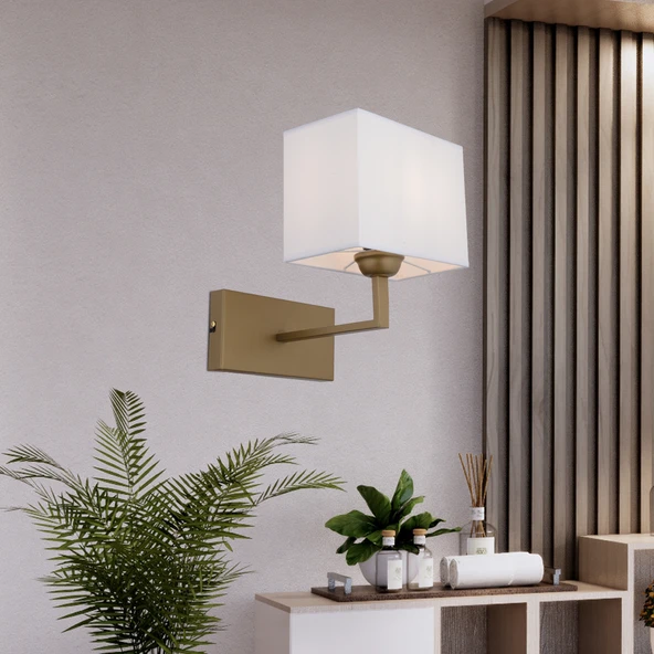 Rylee Tekli Beyaz Şapkalı Eskitme Duvar Lambası Yatak Odası-yatak Başı-banyo Için Modern Aplik ürün görseli 1