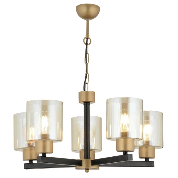 Apliqa Jade 5 Li Avize Eskitme Siyah Boyalı Bal Camlı Modern Genç Odası Yatak Odası Retro Salon Avize - Resim 5