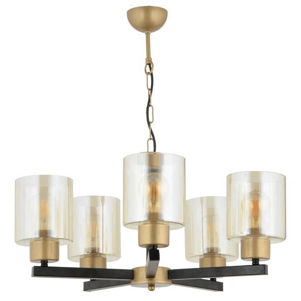 Apliqa Jade 5 Li Avize Eskitme Siyah Boyalı Bal Camlı Modern Genç Odası Yatak Odası Retro Salon Avize - Resim 4