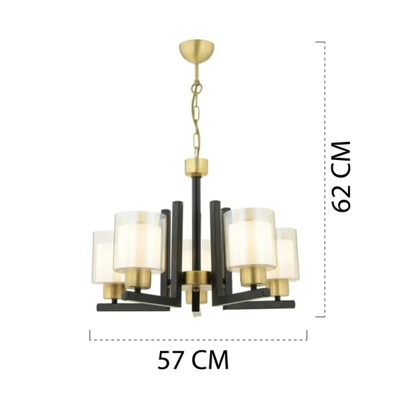 Apliqa Tisse 5 Li Eskitme Siyah Modern Yatak Odası Mutfak Oturma Odası Salon Avize - Resim 5