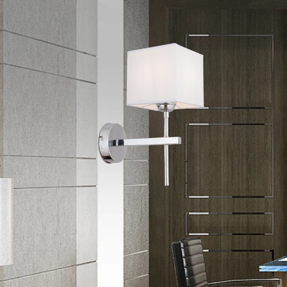 Rory Tekli Beyaz Şapkalı Krom Duvar Lambası Yatak Odası-yatak Başı-banyo Için Modern Aplik ürün görseli 1