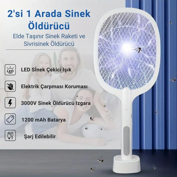 Polham 3000W Şarjlı UV Işıklı Elektrikli Sivrisinek Kovucu Öldürücü MasaÜstü El Tutmalı Sinek Kovucu - 7