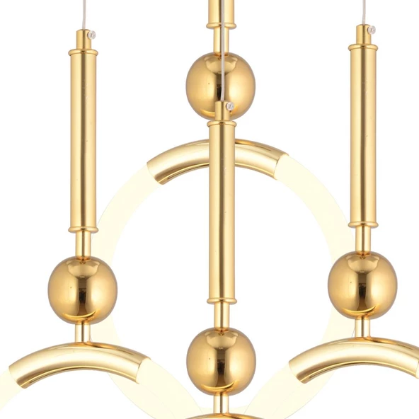 Struer 4'lü Yuvarlak Gold Ledli 89 Watt Modern Koridor, Yatak Odası Salon Sarkıt Led Avize - Resim 3