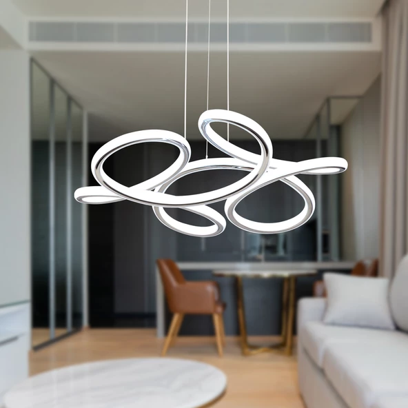 Apliqa Aldo Krom Sarkıt 140 Watt Sarkıt 3 Renkli Ledli Modern Mutfak Banyo Led Salon Sarkıt Avize - 1