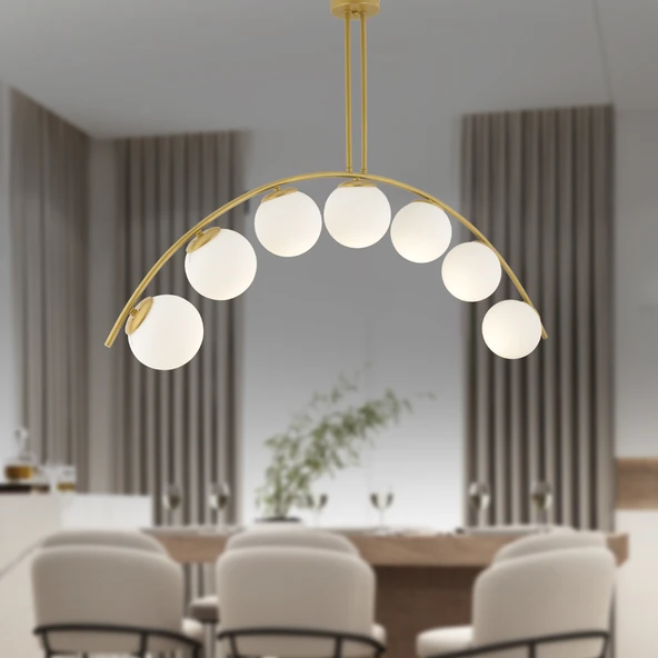 Fralde 7 Li Gold Modern Mutfak Cafe Restoran için Uygun Retro Salon Avize ürün görseli 1