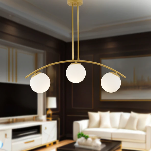 Fralde 3 Lü Gold Modern Mutfak Cafe Restoran için Uygun Retro Salon Avize ürün görseli 1