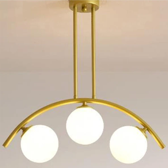 Fralde 3 Lü Gold Modern Mutfak Cafe Restoran için Uygun Retro Salon Avize - Resim 2