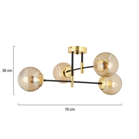 Apliqa Maral 4Lü Siyah Gold Bal Camlı Modern Koridor Mutfak Salon Retro Avize - 8