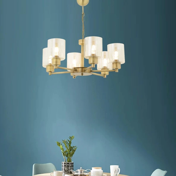 Apliqa Geneva 6 Lı Eskitme Modern Yatak Odası  Salon Avize - Resim 2