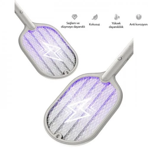 Coofbe Çok Katmanlı  UV Işıklı Şarjlı 3000V Elektrikli Sivrisinek Öldürücü Sinek Kovucu Raket - 10