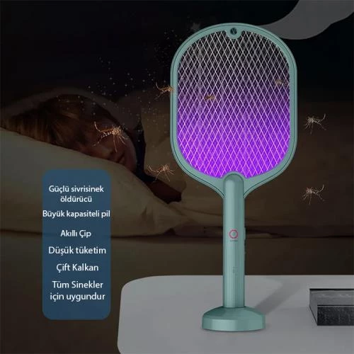 Coofbe Çok Katmanlı  UV Işıklı Şarjlı 3000V Elektrikli Sivrisinek Öldürücü Sinek Kovucu Raket - 3