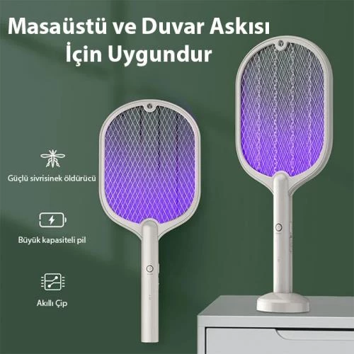 Coofbe Çok Katmanlı  UV Işıklı Şarjlı 3000V Elektrikli Sivrisinek Öldürücü Sinek Kovucu Raket - 2