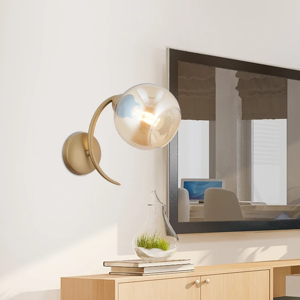 Pireal Tekli Eskitme Bal Camlı Modern Yatak Başı, Salon Aplik ürün görseli 1