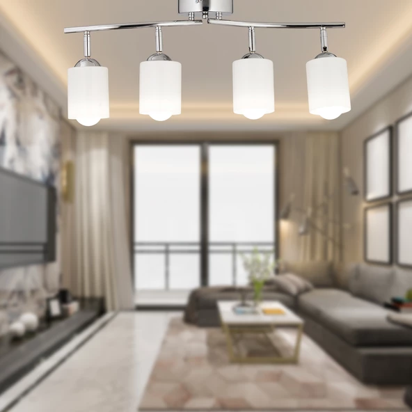 Apliqa Riley 4Lü Krom Spot Bardak Camlı Modern Koridor Mutfak Salon Plafonyer Avize