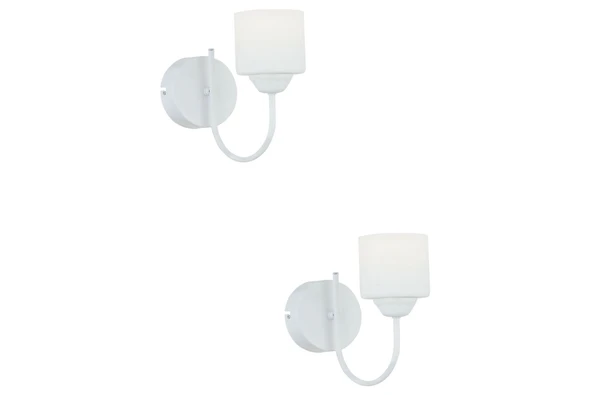 Esila Beyaz Boyalı 2'li Aplik Seti Yatak Odası-Yatak başı,Cafe,Restoran için Duvar Lambası ürün görseli 1