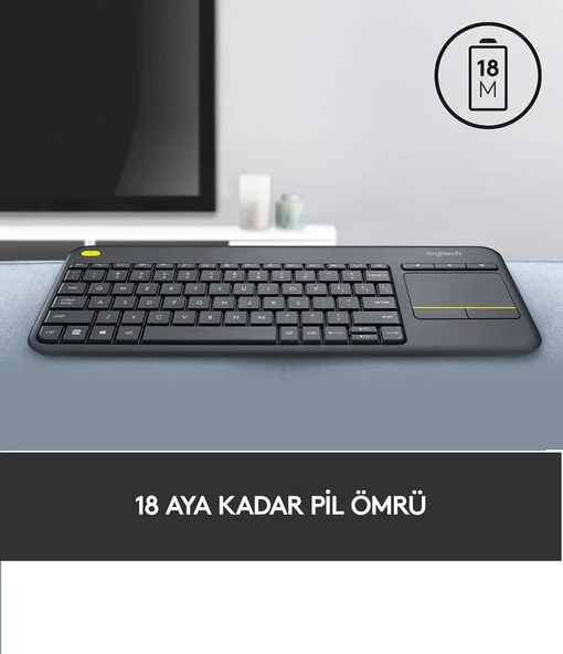 Logitech K400 Plus Touchpad Kablosuz Q Klavye Siyah - 5
