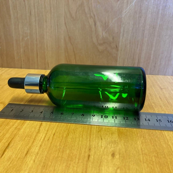 100Ml Yeşil Cam Damlalıklı Şişe , Gümüş Metal Kapak , 100 Cc Yeşil Cam Damlalıklı Şişe x 6 Adet - Resim 3