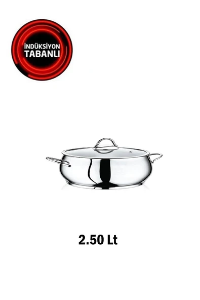 Safinox Bella Çelik 18x10 cm 2.50 Lt Basık İndiksiyon Çelik Tencere ürün görseli
