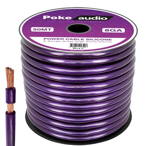 Poke 8GA Oto Anfi Power Kablo Silikon 50mt Poke PK-1410