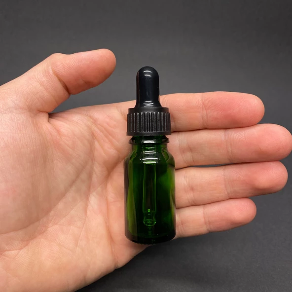 10Ml Yeşil Cam Damlalıklı Şişe , Siyah Plastik Kapak , 10 Cc Yeşil Cam Damlalıklı Şişe x 6 Adet ürün görseli