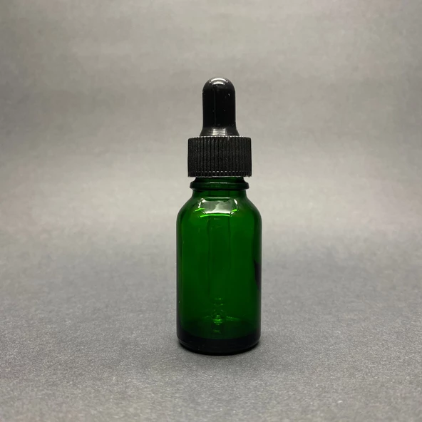 15Ml Yeşil Cam Damlalıklı Şişe , Siyah Plastik Kapak , 15 Cc Yeşil Cam Damlalıklı Şişe x 6 Adet - Resim 2