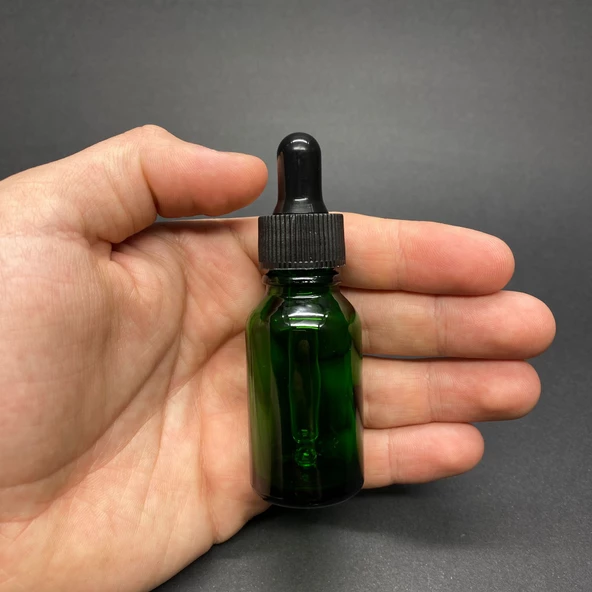 15Ml Yeşil Cam Damlalıklı Şişe , Siyah Plastik Kapak , 15 Cc Yeşil Cam Damlalıklı Şişe x 6 Adet ürün görseli