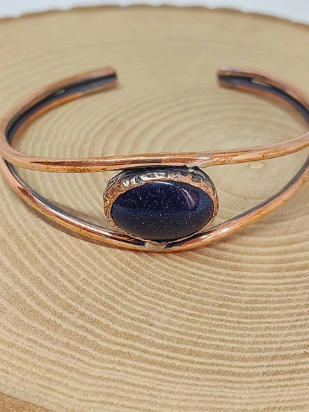 Lacivert Yıldız Taşı Bakır Bileklik (52590) - Resim 3