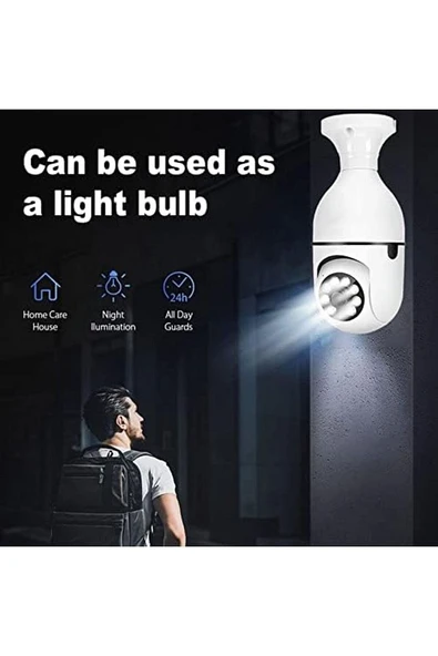 Raynox 1080P Kablosuz WiFi E27 Ampul Kamera 360 Derece Hareket Algılama, İki Yönlü Ses ve Alarm - 7