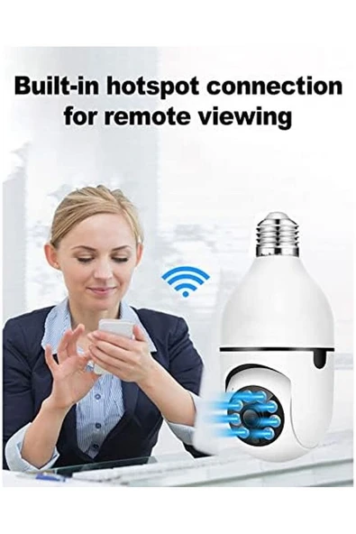 Raynox 1080P Kablosuz WiFi E27 Ampul Kamera 360 Derece Hareket Algılama, İki Yönlü Ses ve Alarm - 8