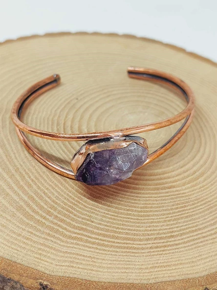 Ametist Taşı Bakır Bileklik (52586) - Resim 3