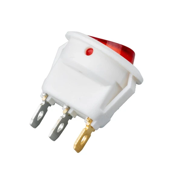 Ayt IC-131B Yuvarlak Işıklı Anahtar On Off 3 Pin Beyaz Kasa Aç Kapa Düğme Buton 20 Mm - 6