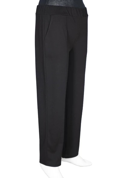 Hesna Kadın Bella Battal Beden Çimalı Yan Cepli Siyah Pantolon - Resim 2