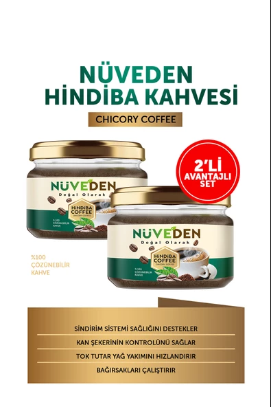 NÜVEDEN Hindiba Kahvesi % 100 Doğal Detox Diyet Kahvesi 2x150 gr - 3