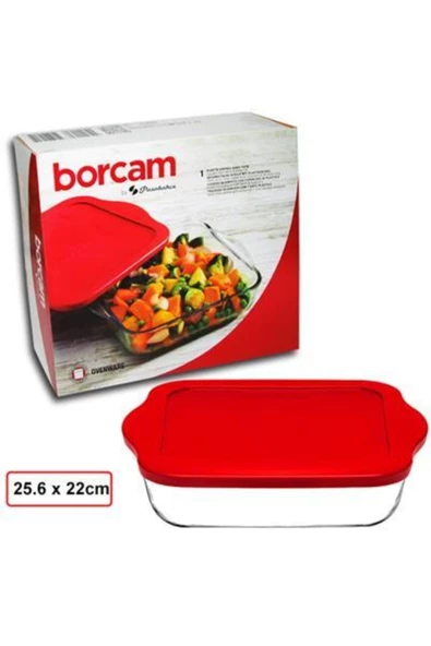 Paşabahçe 59034 Kırmızı Silikon Kapaklı Kare Borcam 1950 CC 25.6 x 22 Cm - 3