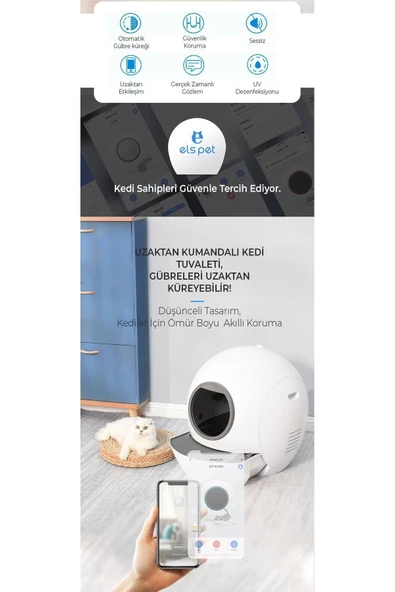 Smart Pro Akıllı Otomatik Kedi Tuvaleti , App Kontrol , UV Temizleme - 2