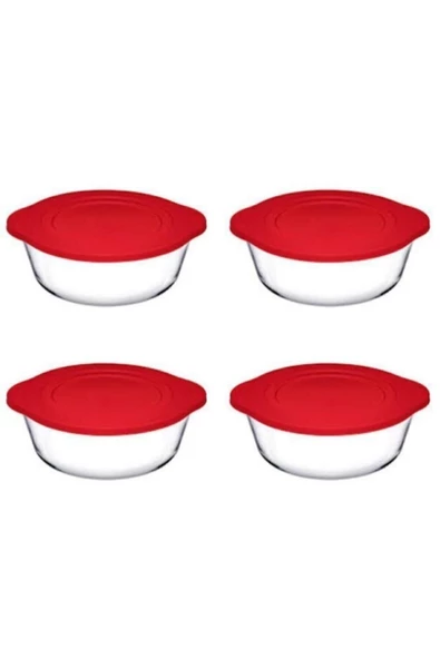 Paşabahçe 59133 Kırmızı Kapaklı Borcam Yuvarlak Tencere Silikon Kapaklı 840 CC 25x22 CM - 5