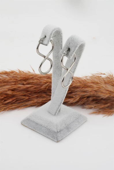 Kadın 316L Paslanmaz Çelik Basic Geometrik 3.5 cm Sonsuzluk Model Klipsli Küpe - Resim 2